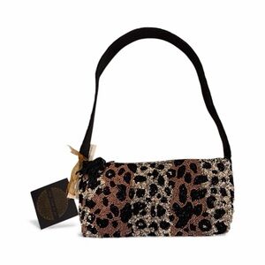 From India to You Leopard Print Beaded Shoulder Bag